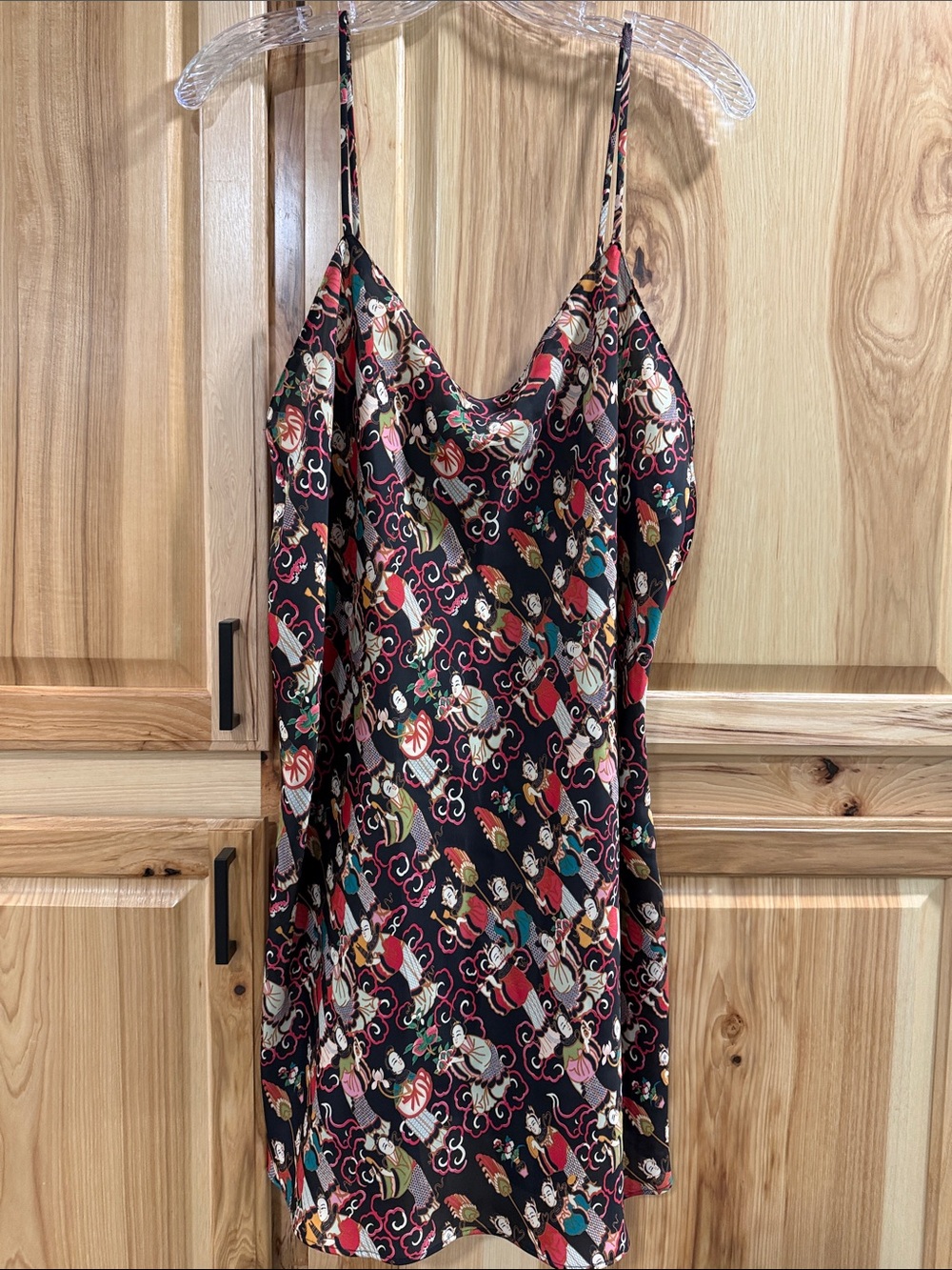 Josie Natori Vintage Geisha Patterned Asian Inspired Nightgown Slip Dress Sz XL